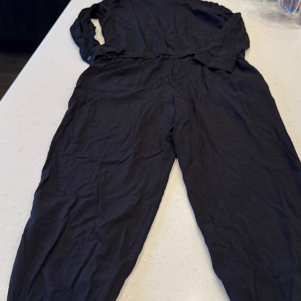 Splendid Charcoal Button-Up, solid black Jumpsuit - image 14